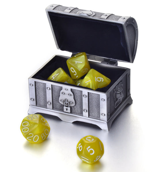 7 Die Polyhedral Role Playing Game Dice Set with Treasure Chest Dice Container