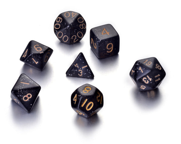 7 Die Polyhedral Role Playing Game Dice Set with Velvet Pouch (Sparkle Colors)
