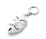 Movie V for Vendetta White Mask Metal Pendant Keychain