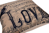 18'' X 18'' Love Music Score Print Cotton Linen Decorative Pillow Cover Cushion Case