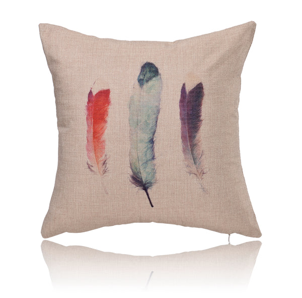 18'' X 18'' Feather Print Cotton Linen Decorative Pillow Cover Cushion Case