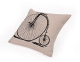 18'' X 18'' Penny-Farthing Bike Print Cotton Linen Decorative Pillow Cover Cushion Case