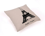 18'' Paris Eiffel Tower Cotton Linen Decorative Pillow Cover Cushion Case