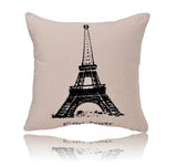 18'' Paris Eiffel Tower Cotton Linen Decorative Pillow Cover Cushion Case