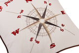 18" Compass Print Cotton Linen Decorative Pillow Cover Cushion