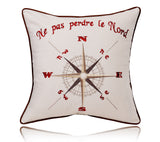 18" Compass Print Cotton Linen Decorative Pillow Cover Cushion