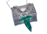 The Lord of the Rings Costume Elven Leaf Brooch Pin w/ Chain Necklace