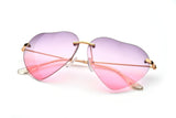 Heart Shape Fade Effect Rimless Style Sunglasses