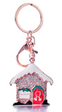 Shiny Crystal Christmas Theme Design Metal Pendant Keychain