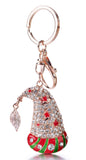 Shiny Crystal Christmas Theme Design Metal Pendant Keychain