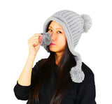 Women Winter Warm Woolen Knit Beanie Hairy Ball Hat