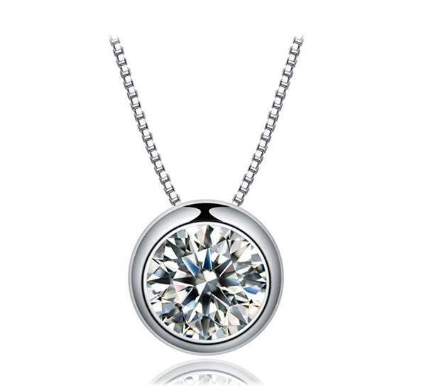 Beautiful Sterling Silver Round Cut Shiny Necklace With A Elegant Delicate Chain